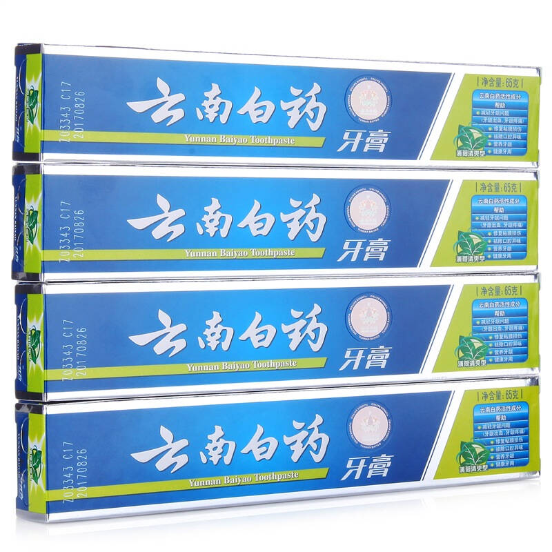 云南白药 牙膏 65g×4 (薄荷清爽型) 京东自营