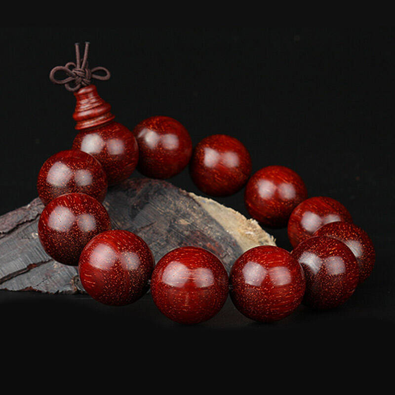 水蜜桃 小叶紫檀手串高密鸡血红带金星佛珠手链 吉祥结 - 京东