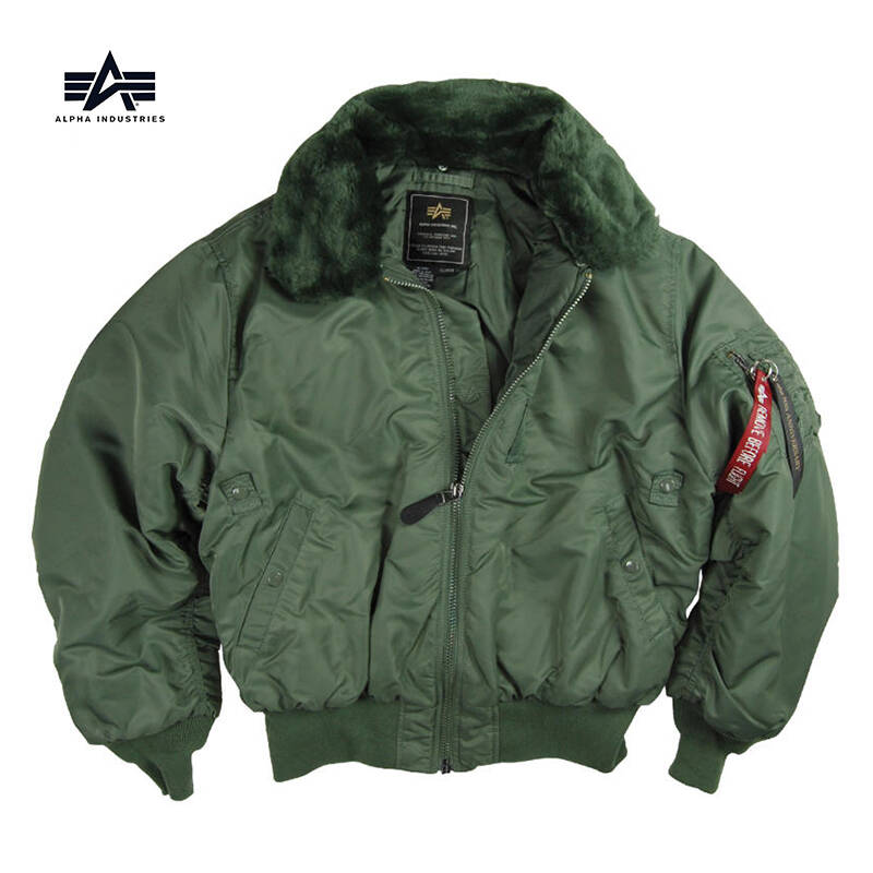 alpha阿尔法b15飞行夹克 机车夹克毛领棉衣加厚宽松外套 男 秋冬 军