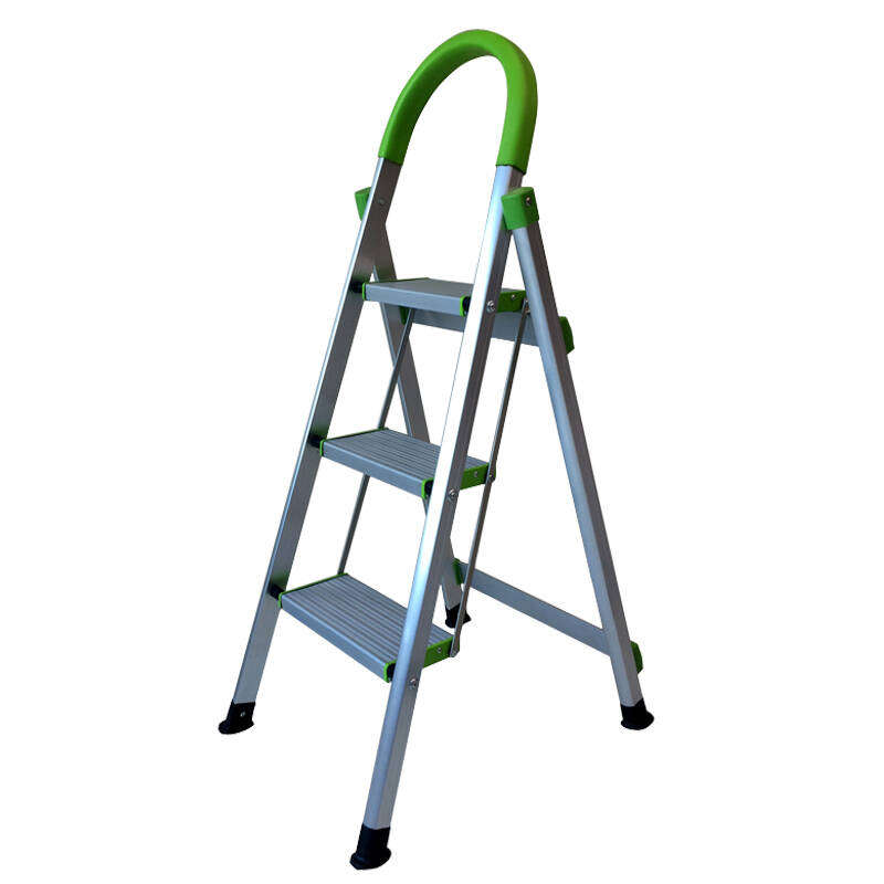 创步不锈钢家用三步折叠梯子人字梯铝合金梯楼梯扶梯 不锈钢-三步