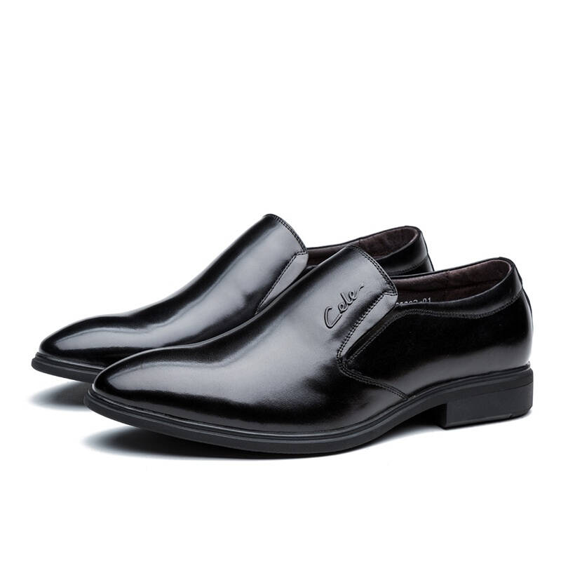 策乐正装鞋男士皮鞋真皮商务休闲男鞋套脚婚鞋 m4c6s25902 01黑色 44