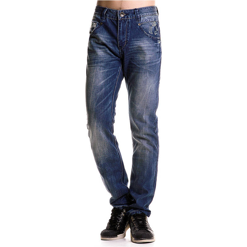 bso小魔怪 男装秋冬季款牛仔裤以纯蓝色男士休闲修身小脚口长裤子