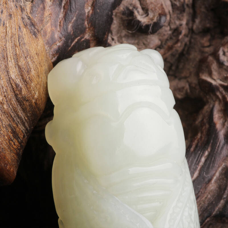 爵饰美玉 和田玉金蝉吊坠 白玉知了吊坠 一鸣惊人玉石玉坠 项链挂件