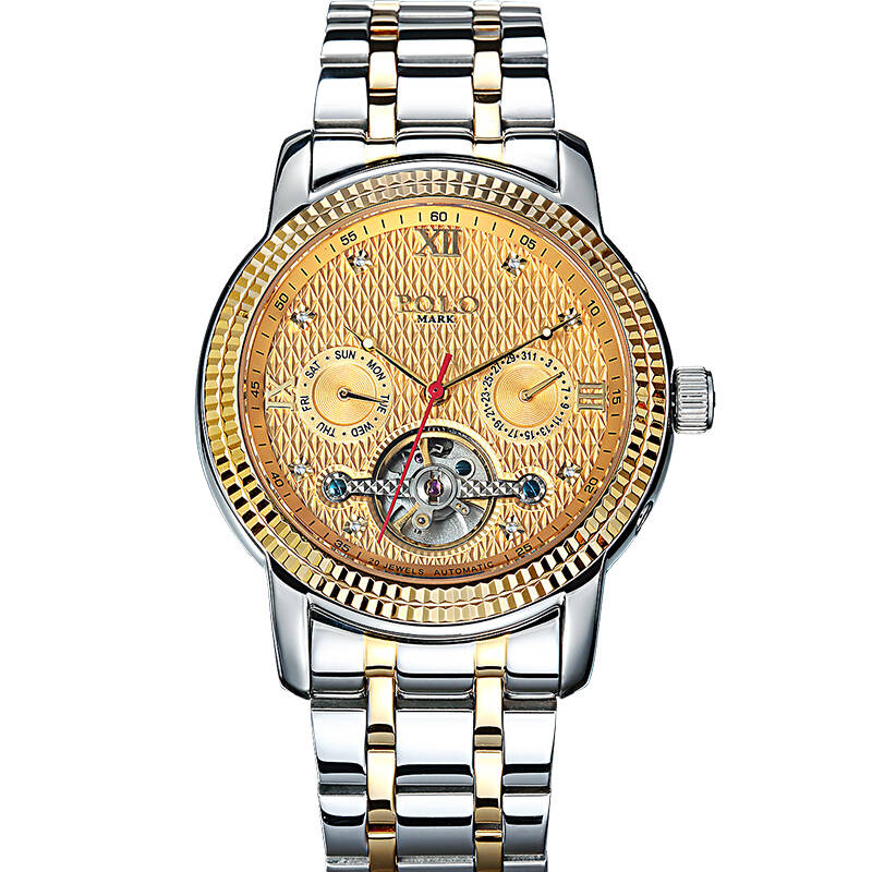 保罗马克(polo mark)手表 瑞士防水镶钻全自动机械表精钢男表 p3125g