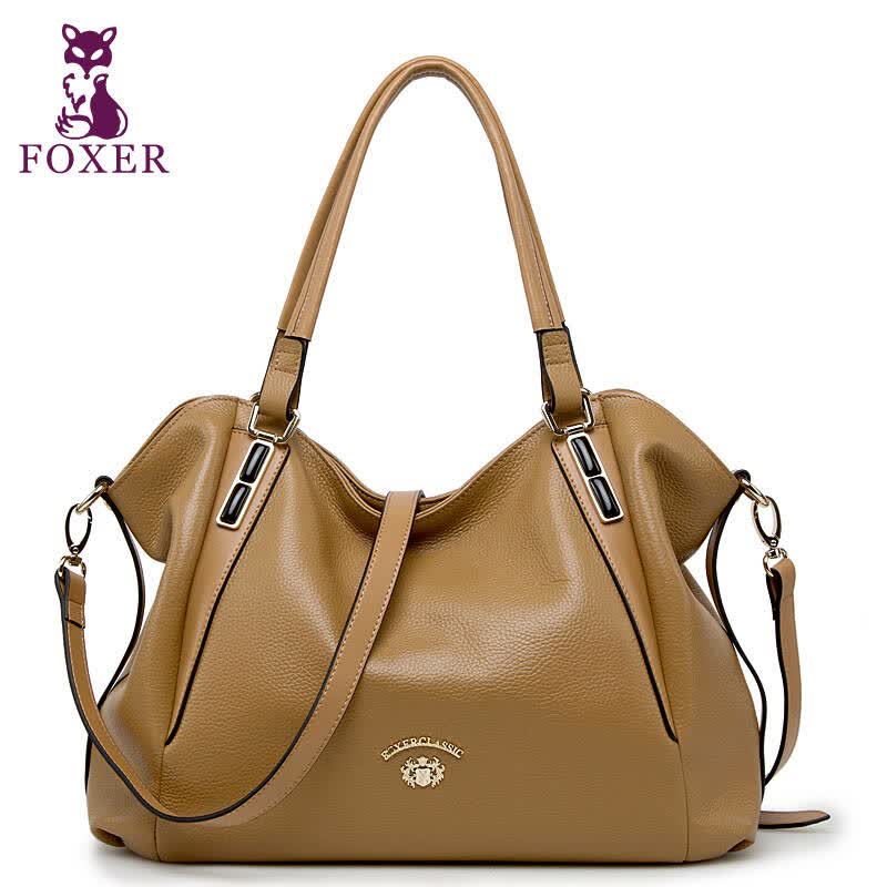 金狐狸(foxer)女包 金狐狸foxer头层牛皮简约百搭手提单肩斜挎大包
