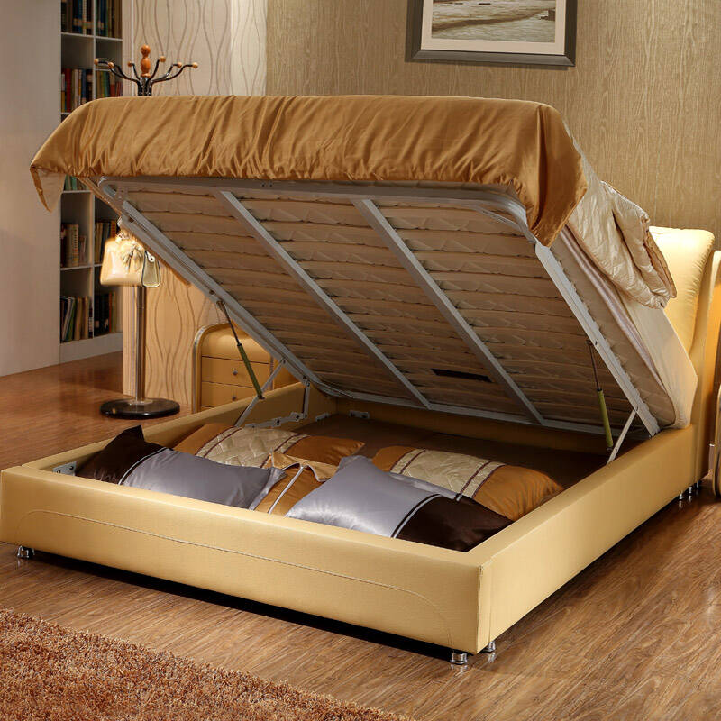 浩阿优 真皮床 软床 双人床1.8米 高箱气动储物床 皮艺软床 婚床 1500