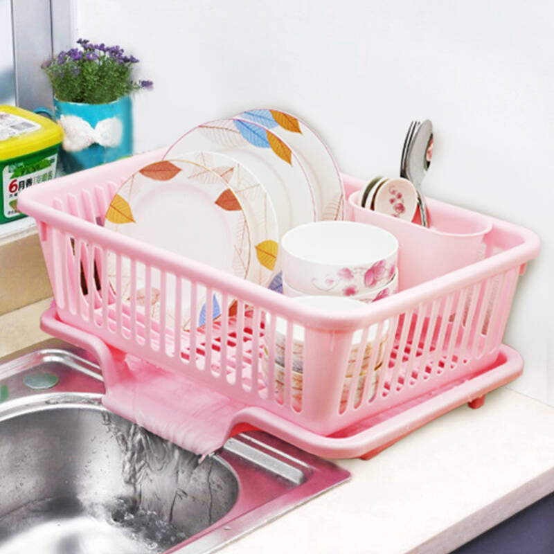 【京东直供】山景 沥水篮餐具收纳筐 碗碟沥水篮 两色可选 2粉色