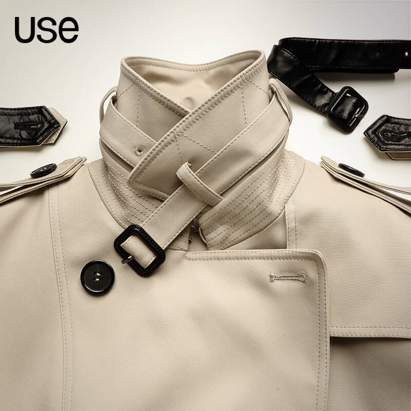 use 简约卡其色收腰显瘦双排扣双袖袢风衣外套女uf1g0022 卡其色 s