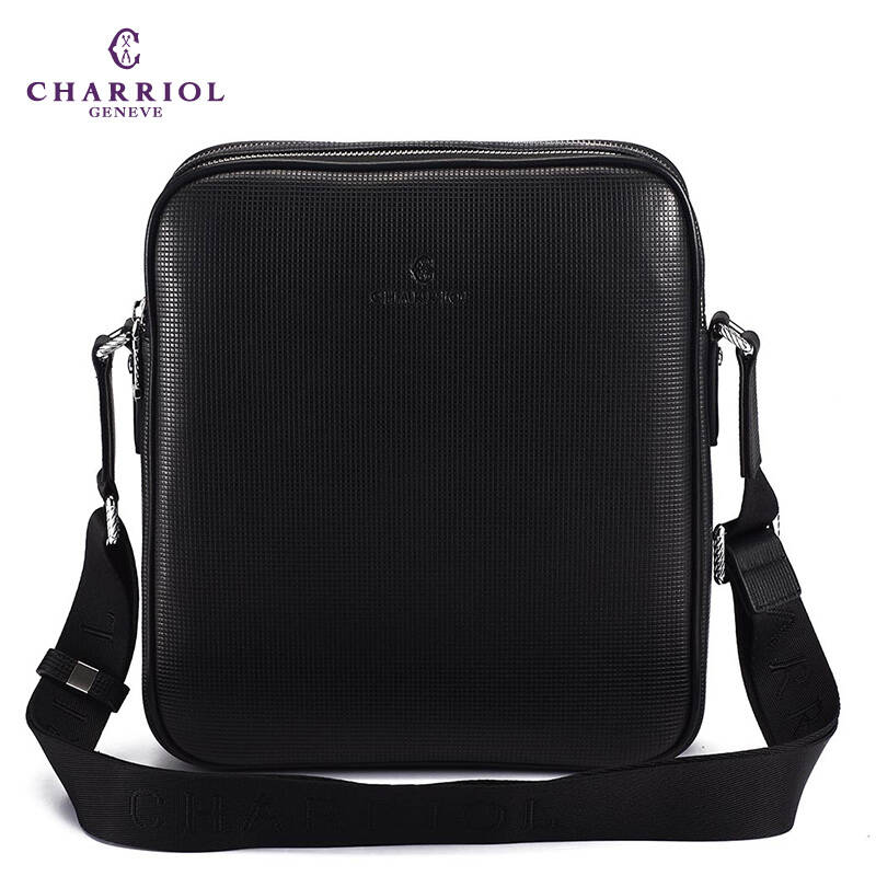 夏利豪charriol正品男包 头层牛皮男士单肩斜挎包真皮商务公文包 cc
