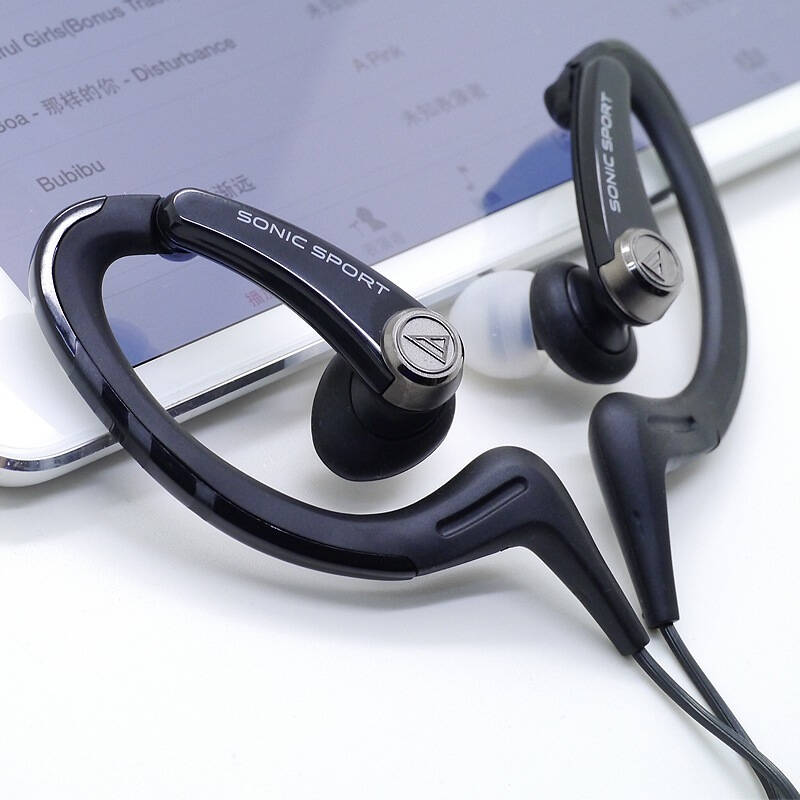 铁三角(audio-technica)ath-sport1 防水运动型手机挂耳式耳塞 黑色
