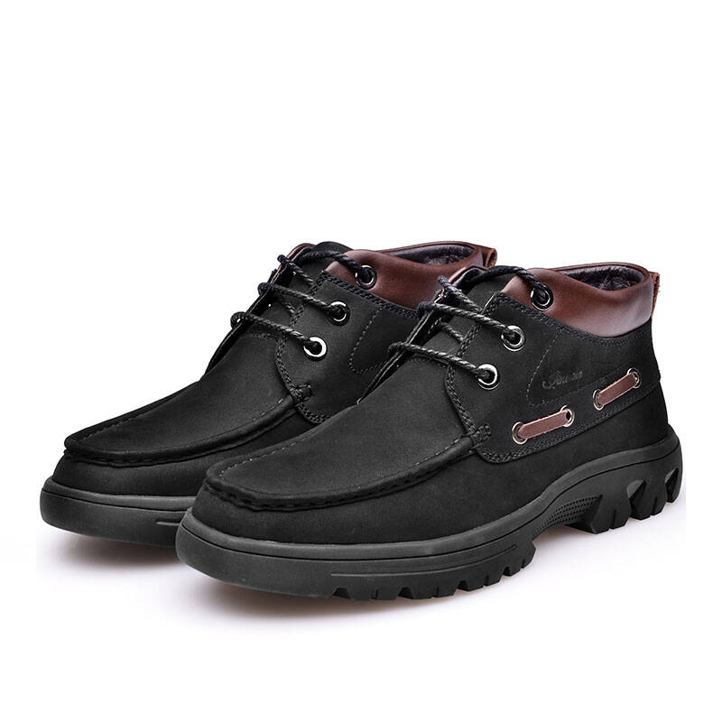 金猴jinho冬季保暖磨砂皮 日常休闲 系带高帮透气男棉工装鞋 q8009/q