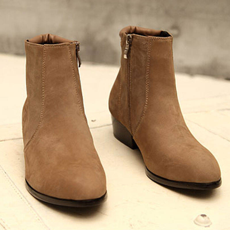 臻杰龙 2014秋冬新款 时尚型男必备尖头男靴 牛仔靴 钱塘 卡其色 41