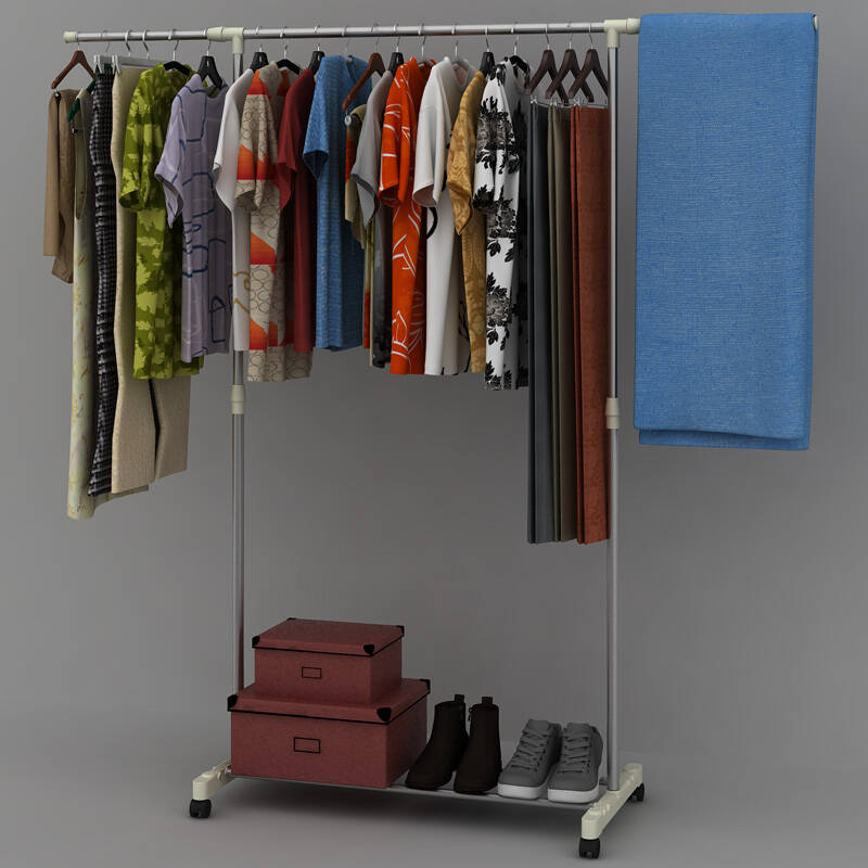 倍享家 单杠落地晾衣架 可移动式 可伸缩 组装晾晒衣架 挂衣架 不锈钢