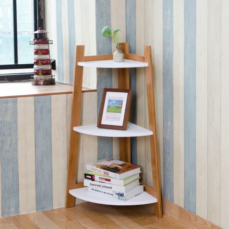 唯妮美 宜家转角架三层架 创意搁板置物架装饰书架角落支架