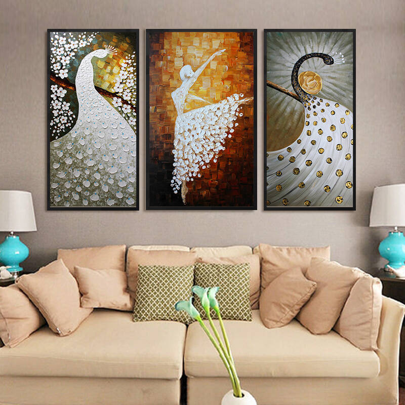 格丽抽象装饰画 家庭客厅油画现代挂画简约壁画装饰品玄关竖幅实木有