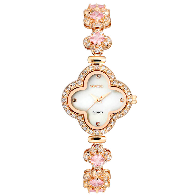沃度(vodoy)女表 时尚潮流手链式女士手表四叶草镶钻韩版正品女式手表