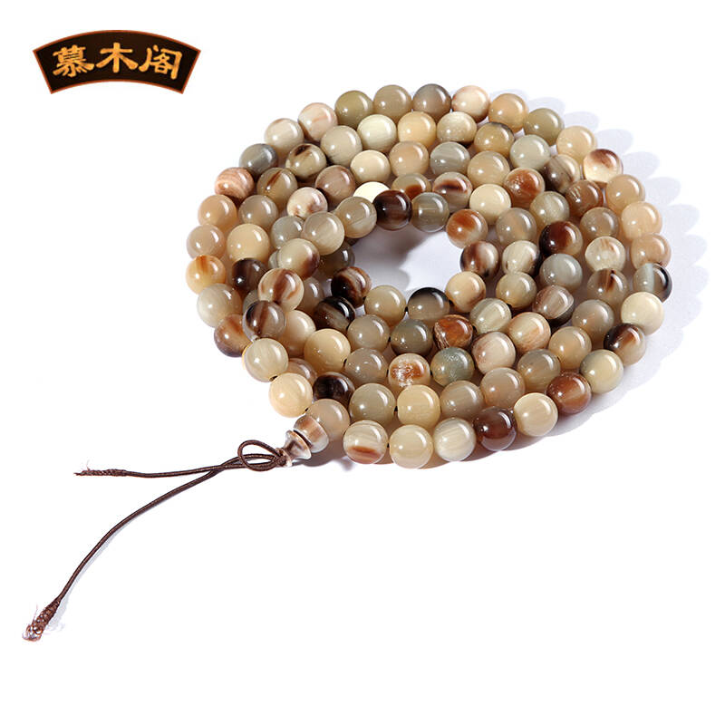 慕木阁 正宗天然黄水牛角佛珠手串青藏耗牛牛角手链 714020 8mm*108颗