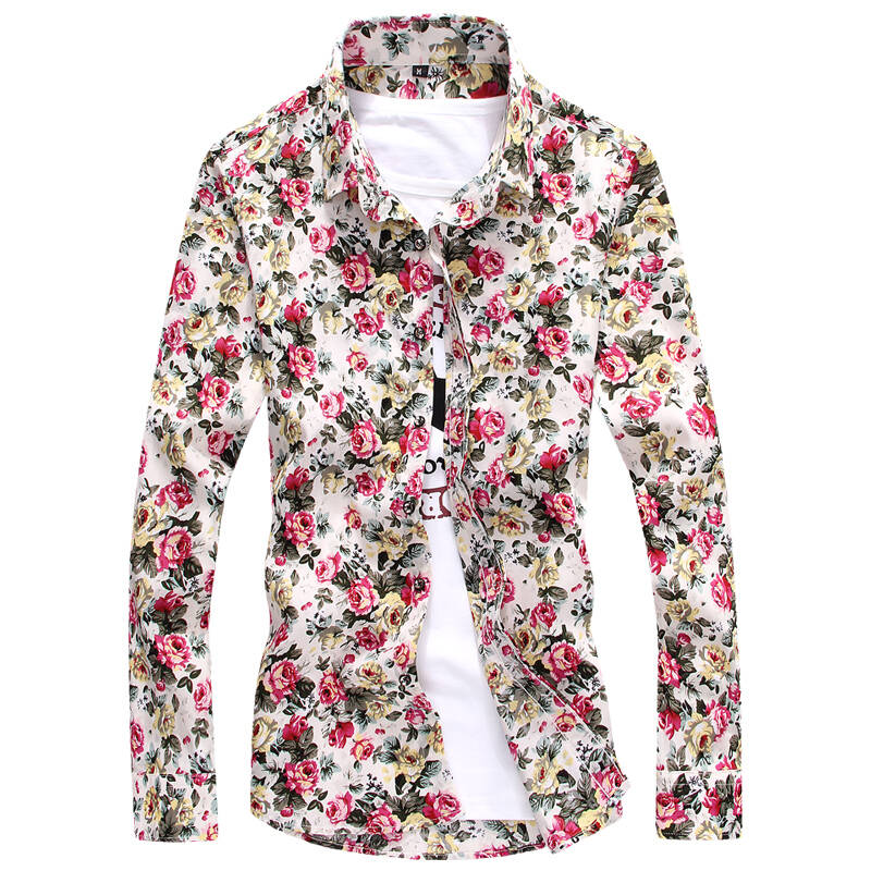 古仕卡特2016春款新款男时尚个性衬衫小翠花男士长袖花衣服青少年休闲