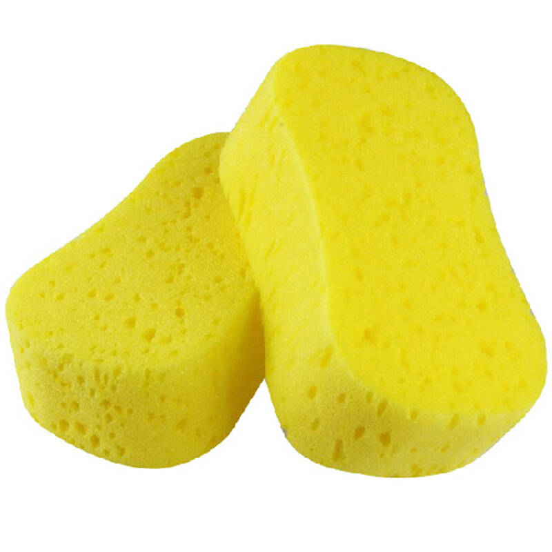 小丑鱼 特大号车用吸水泡沫蜂窝擦车洗车八字海绵清洗用品 黄色 1条