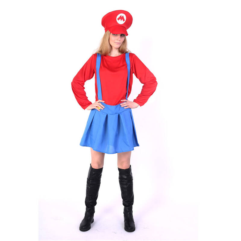 oodparty 化妆舞会cosplay 马里奥 路易 成人女款长袖超级玛丽服装 女