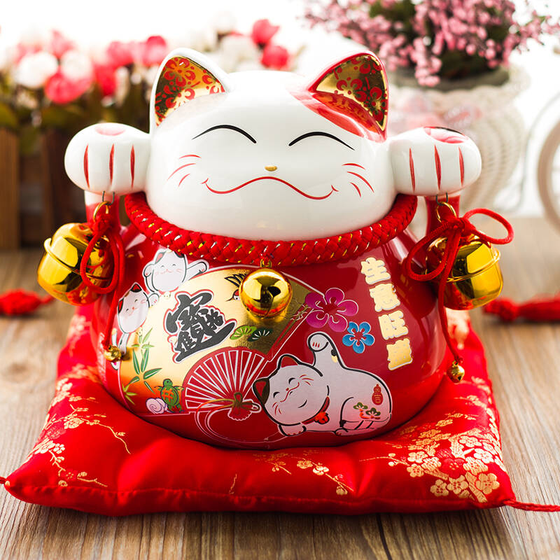 广善缘 招财猫摆件 大号陶瓷储蓄存钱罐创意开业礼品礼物0286 生意