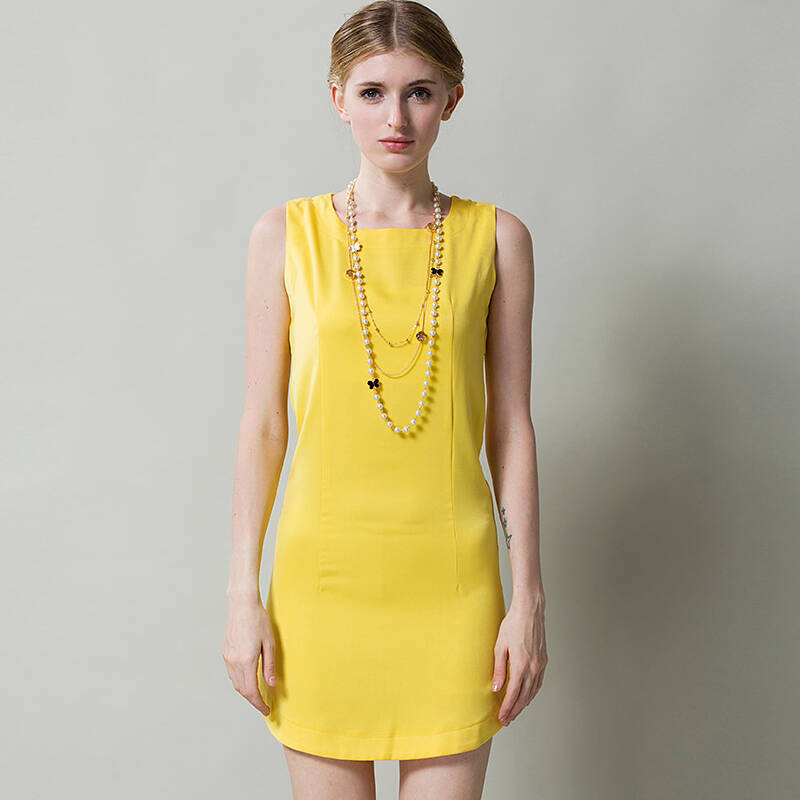 斯蒂芬妮(stephanie)女装无袖连衣裙 s4220022139黄色m