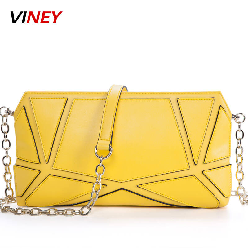 viney2015新款时尚女包欧美牛皮女士包包斜挎包女小包单肩包女 活力黄