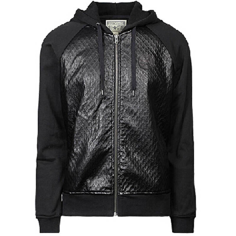 匡威converse男子夹克2015春新款拼接压花连帽外套10714c003 黑色1071