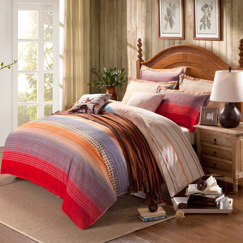 皇朝家私磨毛印花床品 斜纹四件套 韵律时光 1.5m(5英尺)床