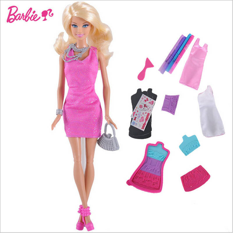 美泰barbie芭比 百变创意美发芭比娃娃 芭比 玩转色彩套装
