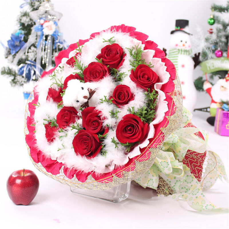 花行天下 鲜花速递 11朵红玫瑰花束鲜花快递送女友生日礼物 11朵红