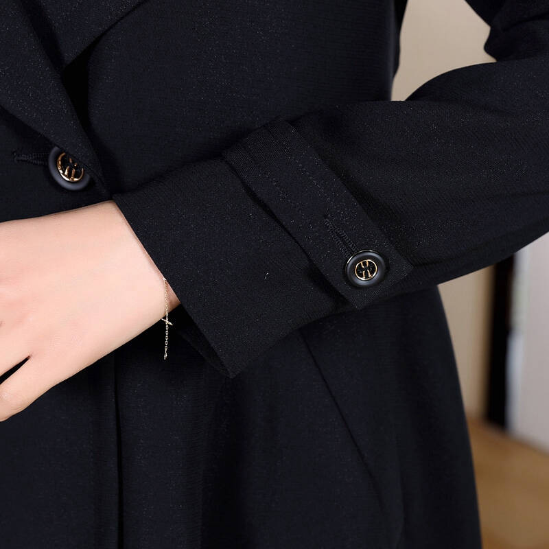 诗燕女装 2015春季新款时尚潮流韩版经典黑色风衣外套 51477-315a 2xl