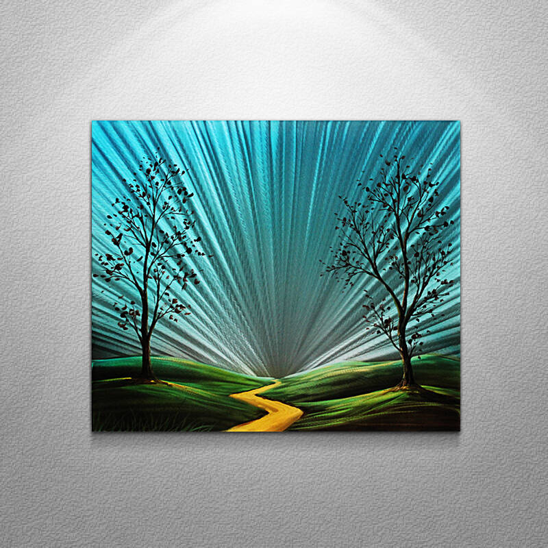 金画笔配电表箱遮挡画 无框画 现代风景装饰画 玄关餐厅壁画金属铝板