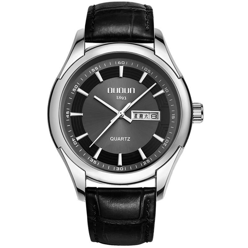 欧顿(oudun)手表石英表男表双日历皮带男士手表sl.