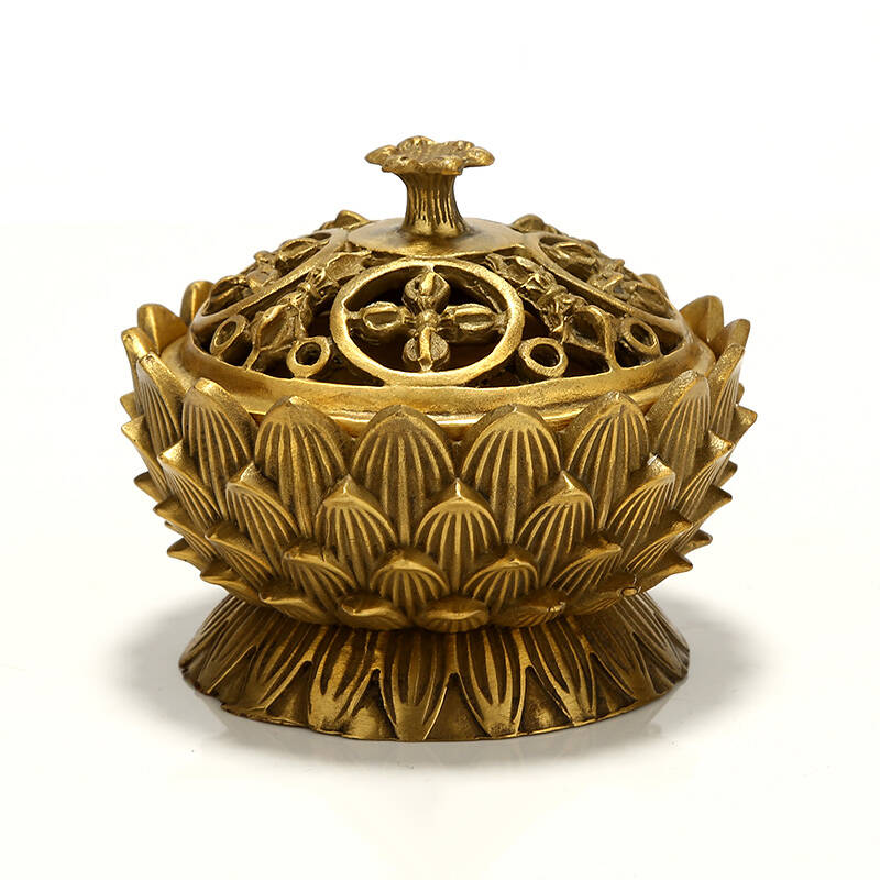 吉善缘 纯铜香炉 香熏炉 莲花香炉佛具佛教用品小香炉摆件0030 升级版