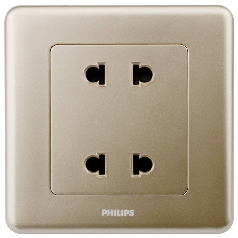 飞利浦(philips)双联10a二极扁圆两用插座 电源墙面开关插座 奥瑞系列