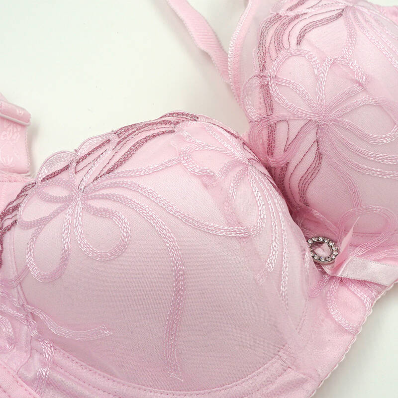 mm性感网纱式刺绣花朵调整型聚拢收副乳女士文胸内衣 c罩杯 粉色 75c