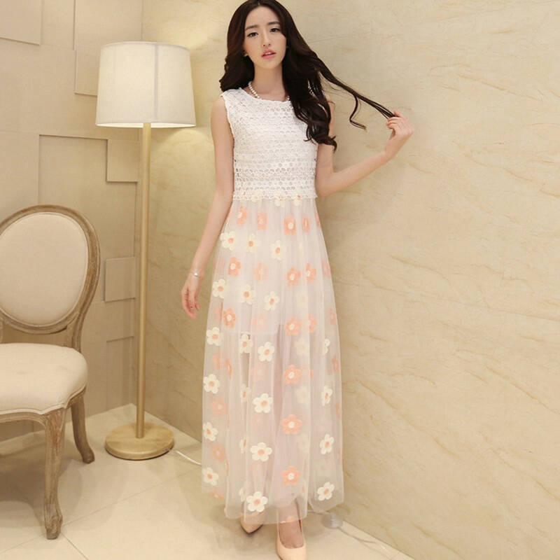 波西米亚沙滩雪纺连衣长裙夏季大摆连衣裙子zx9085 粉红色 m - 京东