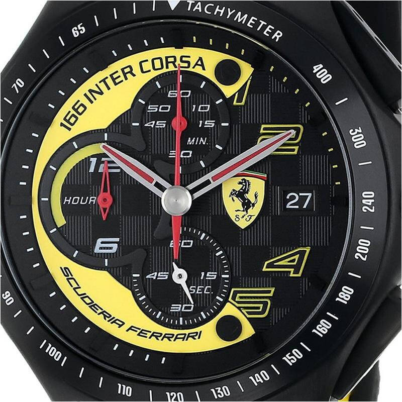 法拉利(ferrari)男士0830078黄色时尚潮品运动计时石英赛车手表