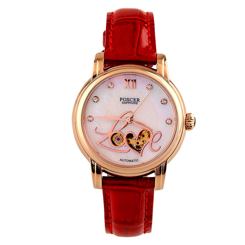 poscer)女表 全自动机械表防水 货到付款 女款全自动机械表女士手表