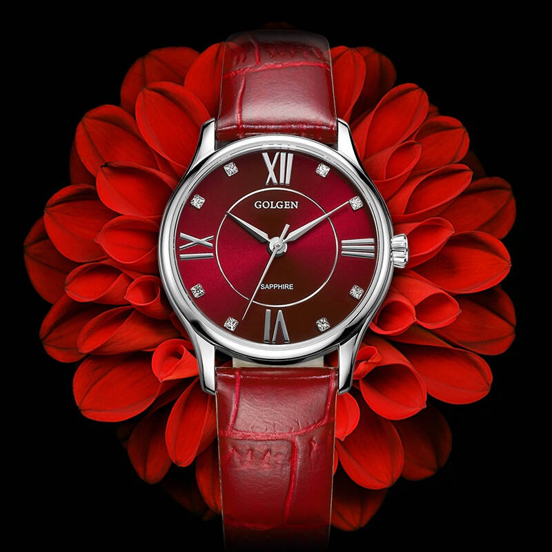 古尊(golgen)手表 时尚系列石英女表红色gn.19010l.pe