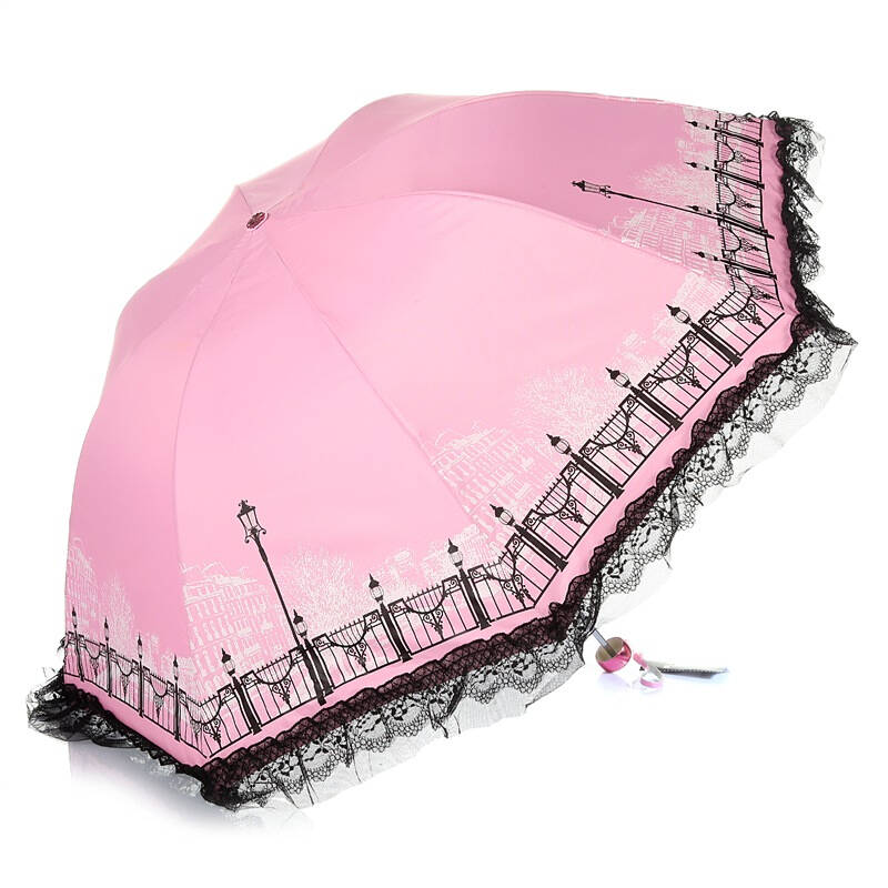 天堂伞 现代都市银胶三折晴雨伞33134e粉红色