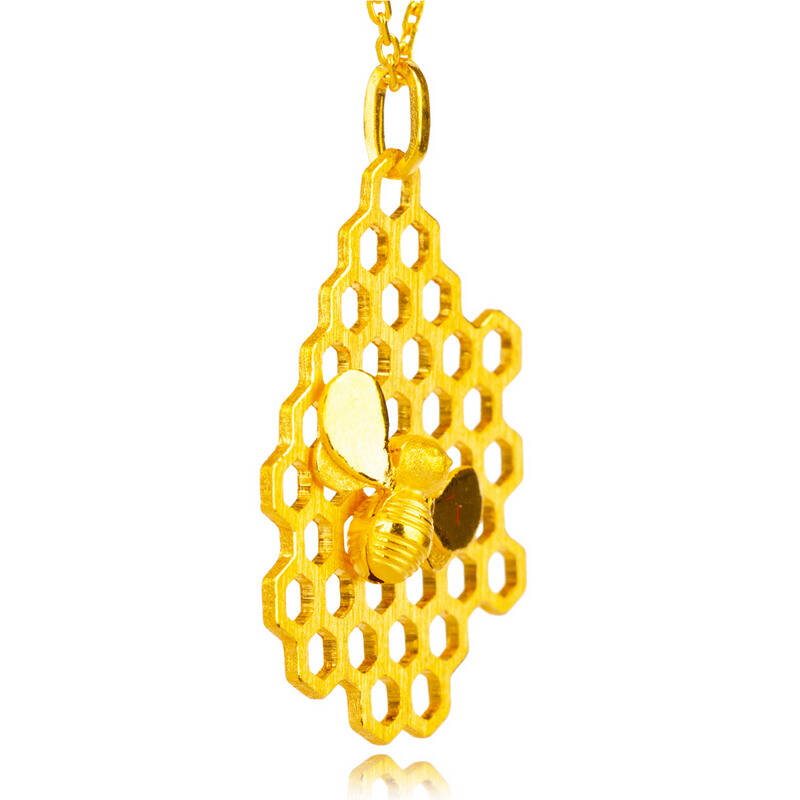 宝易金鼎 觅乐 黄金(足金)套链 小蜜蜂项坠 送女友礼物约10.37g
