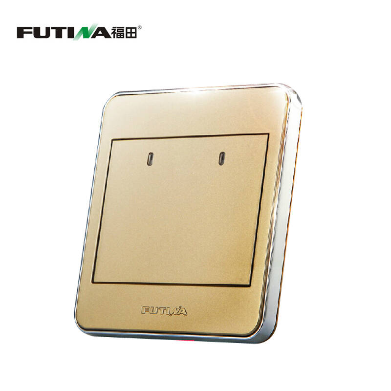福田点开关 一位中转中途开关 多控开关面板 零漏电电镀香槟金k10