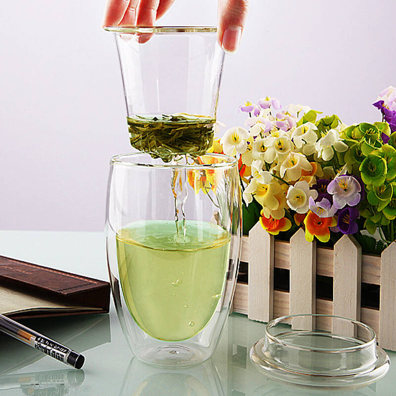 过滤内胆水杯 办公杯带盖泡茶车载杯子 玻璃水壶 凉水壶 玻璃杯 80ml