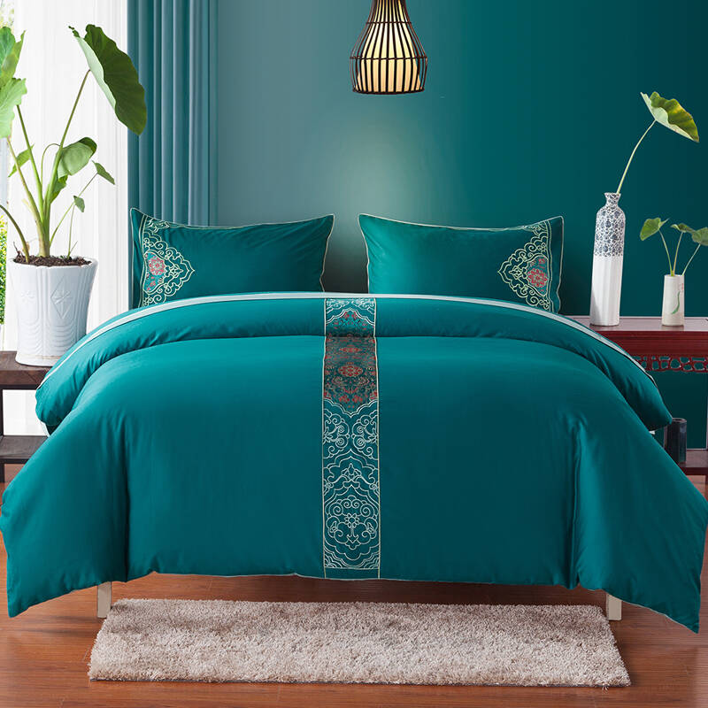 lehome乐加家纺 全棉单双人床品套件 纯棉民族风四件套 民族风-深 1.