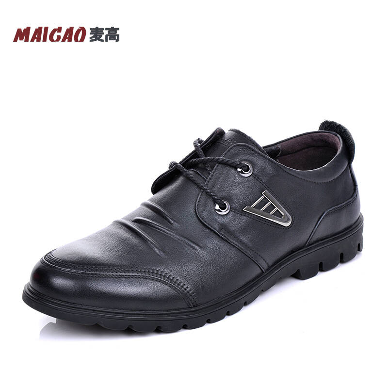 麦高男鞋秋冬新品商务休闲鞋 男士皮鞋简约系带圆头休闲皮鞋 男 64323