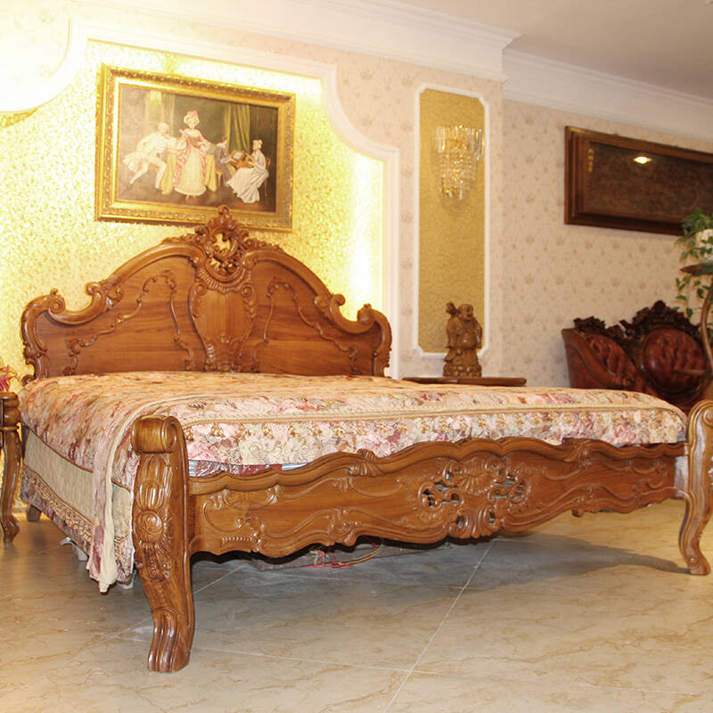 柚皇 双人大床 柚木床 实木床 欧式风格 大法式床a8 大法式床2*2.2米