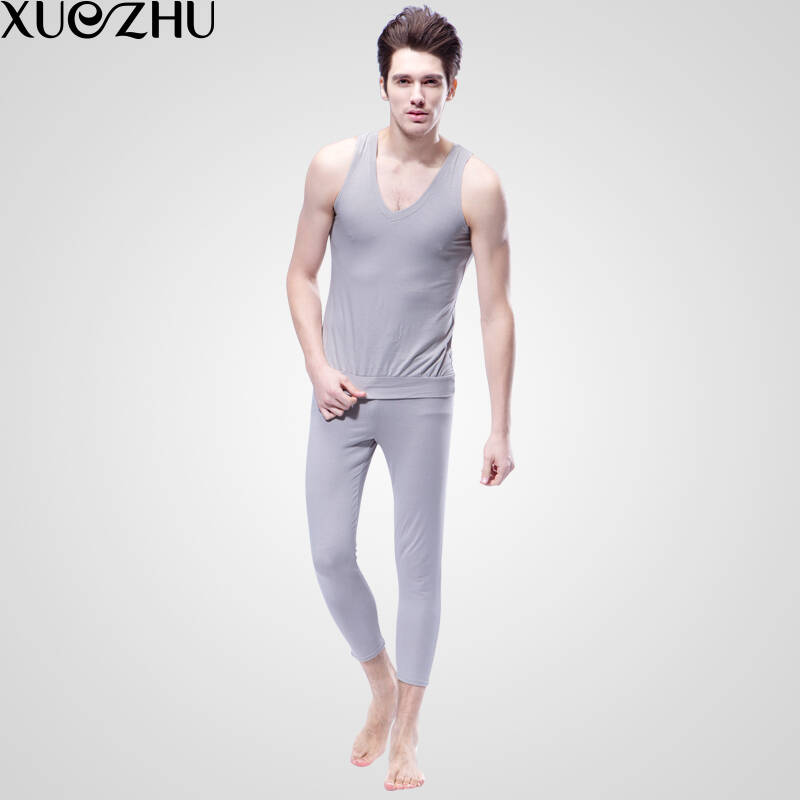 雪竹春夏薄款超柔大豆纤维男士家居服套装 粉色 180/xxl