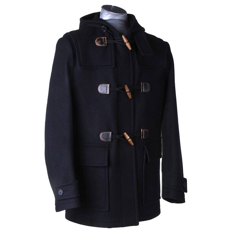 prada 普拉达男士蓝色中长款连帽休闲呢子大衣 秋冬新款呢子外套